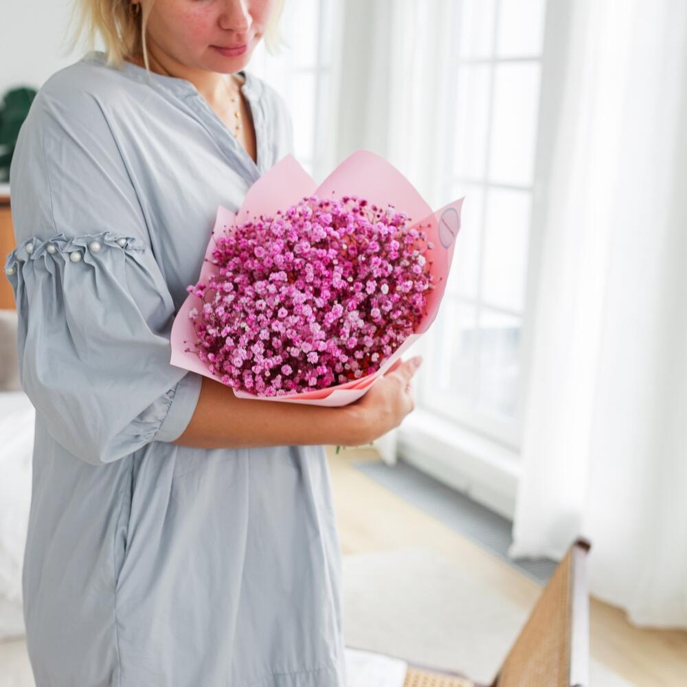 Сахарная вата, букет из гипсофилы